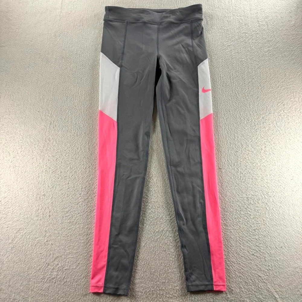 Nike‎ Leggings Girls XL Grey Pink New Dri-FIT Colorblock Tight Fit Activewear